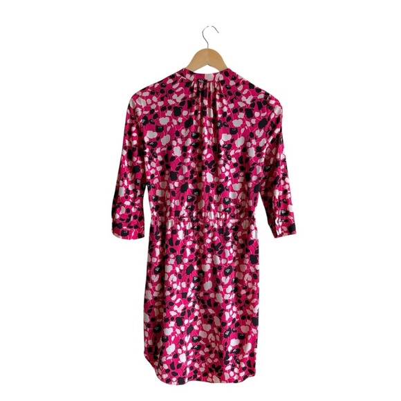 Diane Von Furstenberg Freya Size 0 Pink and Black Floral Silk Dress Tie Waist - Picture 7 of 15